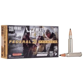 Federal Ammunition Federal Premium 338 Win Mag 225 Grain Trophy copper