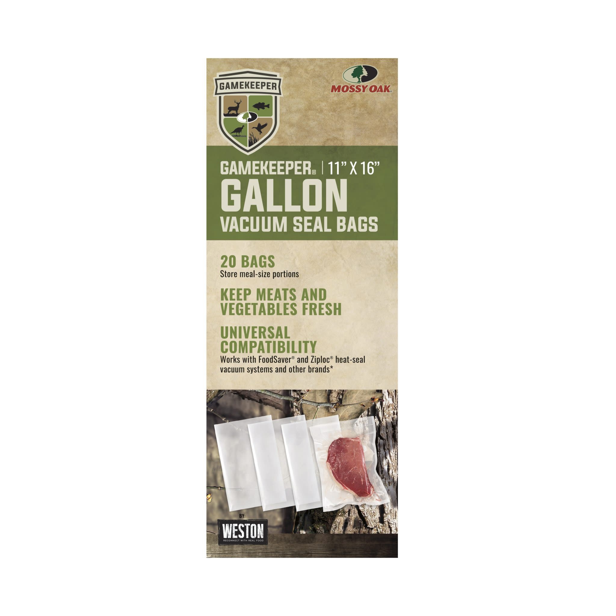 Weston Mossy Oak Gamekeeper 11″ x 16″ Gallon Vacuum Seal Bags, BPA Free