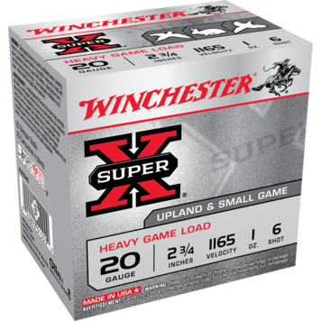 Winchester Winchester Super-X Heavy 20 Gauge 2-3/4" 1 oz 1165 fps, #6 Lead Shot