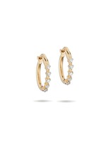 5 Diamond Huggie Hoops, 14k yellow gold, diamond ct .03