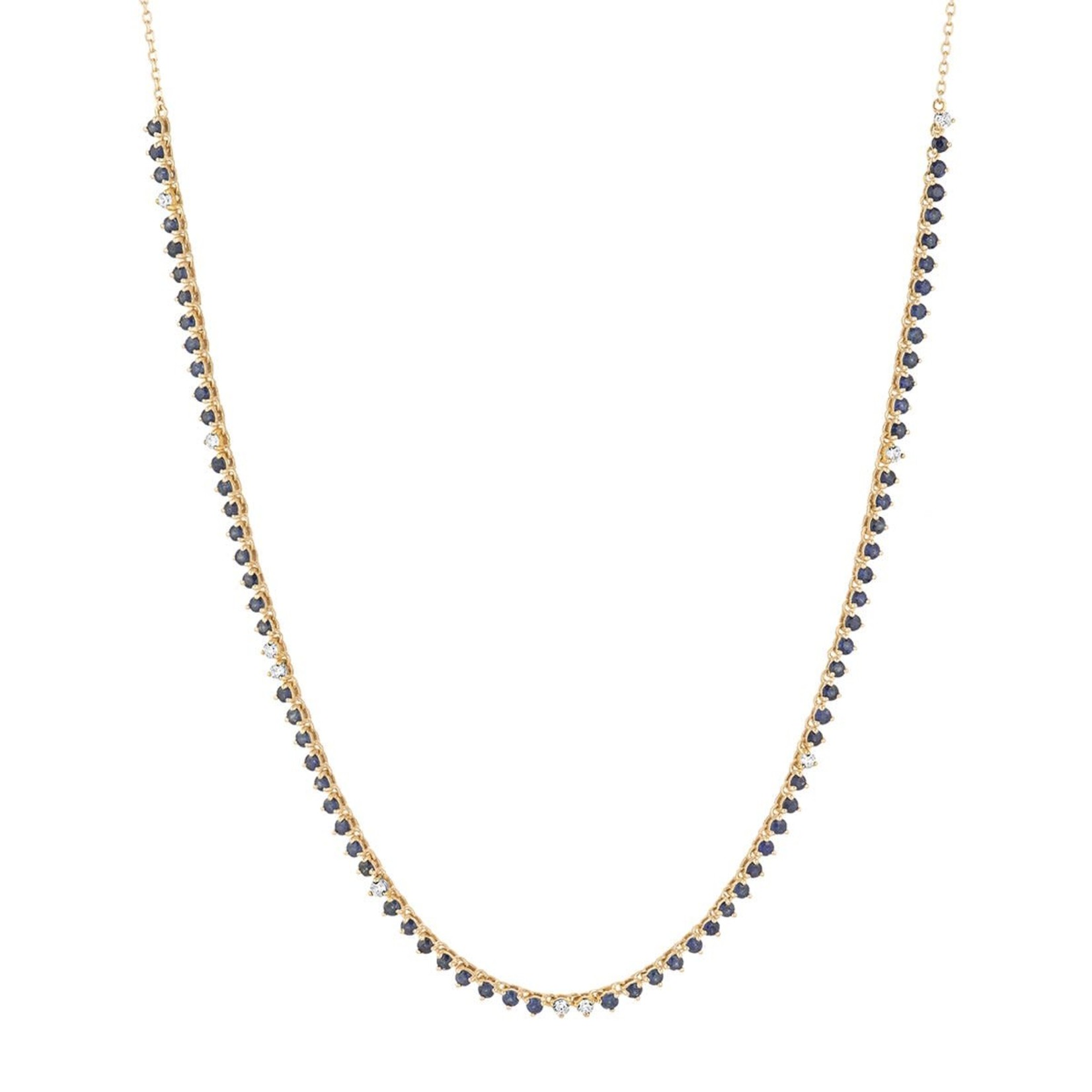 Diana Sapphire + Diamond Rounds Half Riviera Necklace Y14