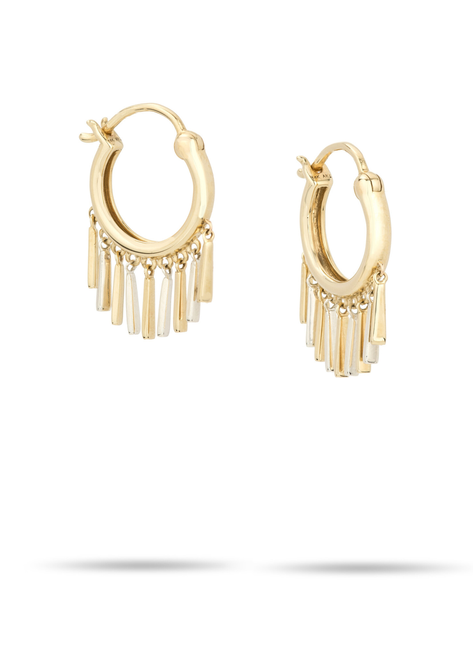 Fringe Huggie Hoops MXD - Silver & Y14