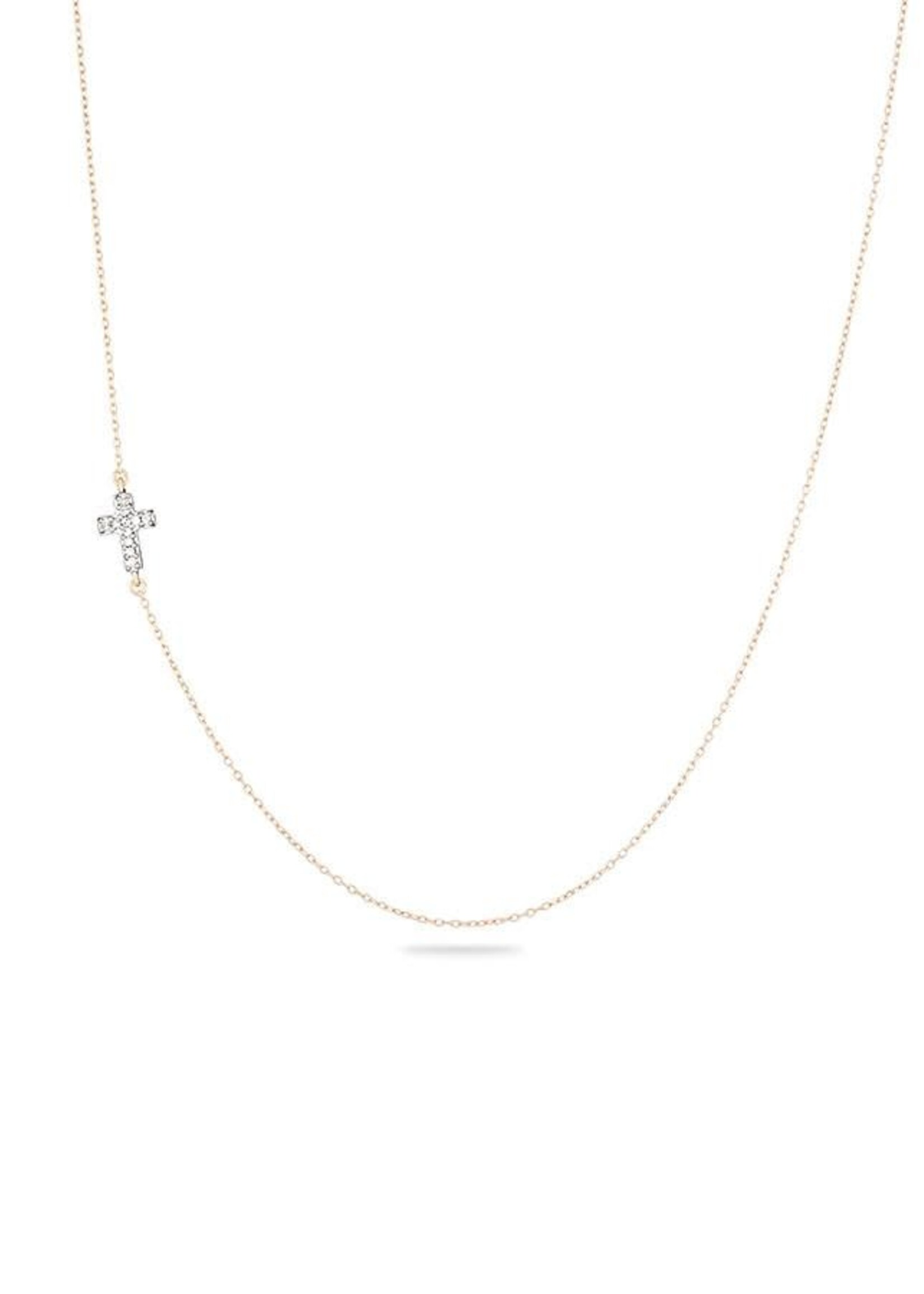Solid Pave Diamond Cross necklace- 14K yellow gold