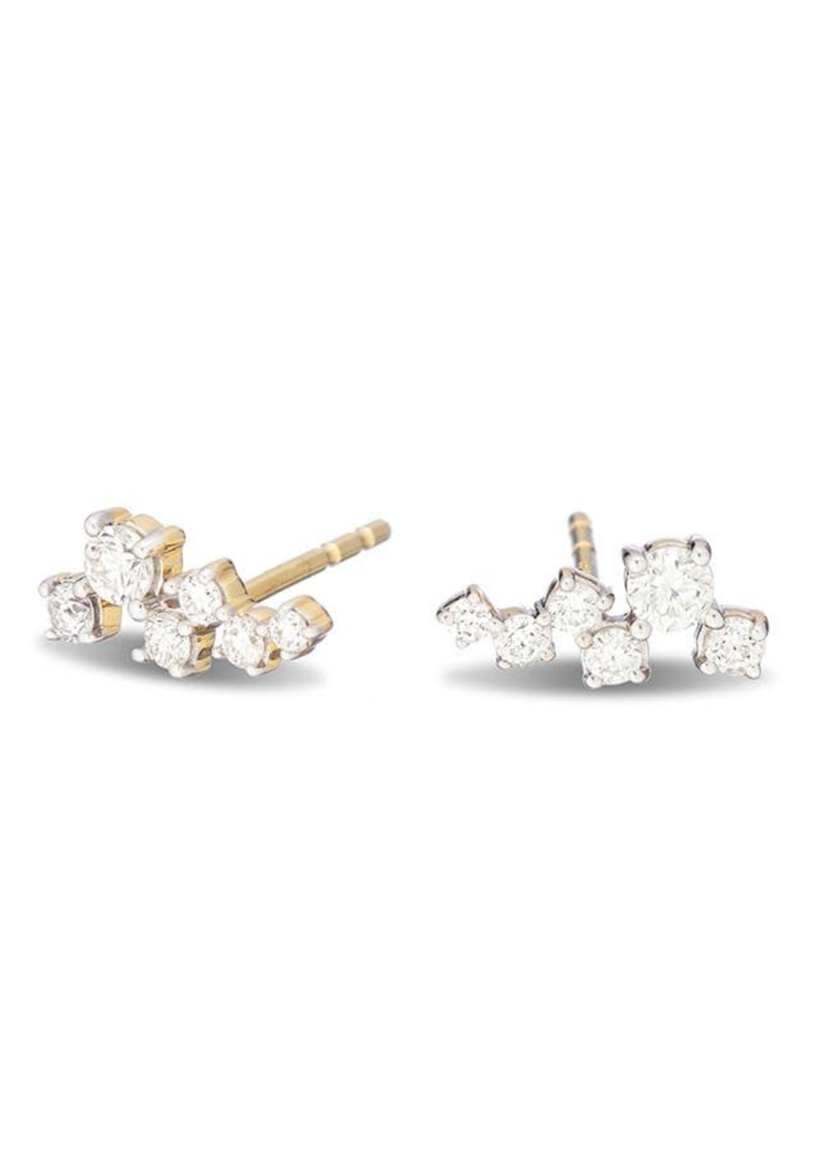 Scattered Diamond Post Earring - Y14 & .25 ct