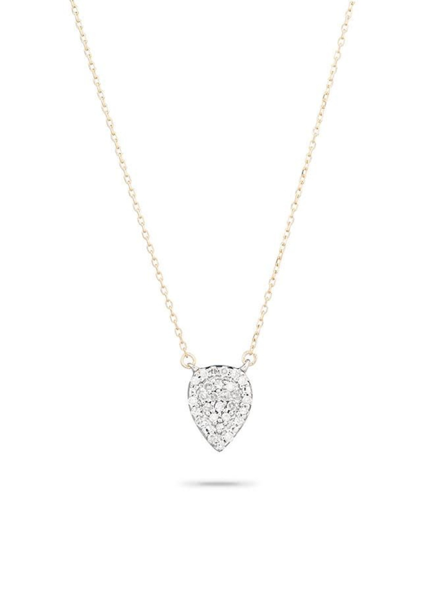 Solid Pave Teardrop Diamond Necklace MXD - .13 ct