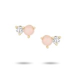 Pink Opal + Diamond Amigos Post Earrings - 14k