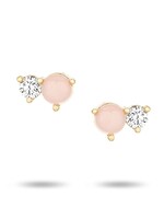 Pink Opal + Diamond Amigos Post Earrings - 14k