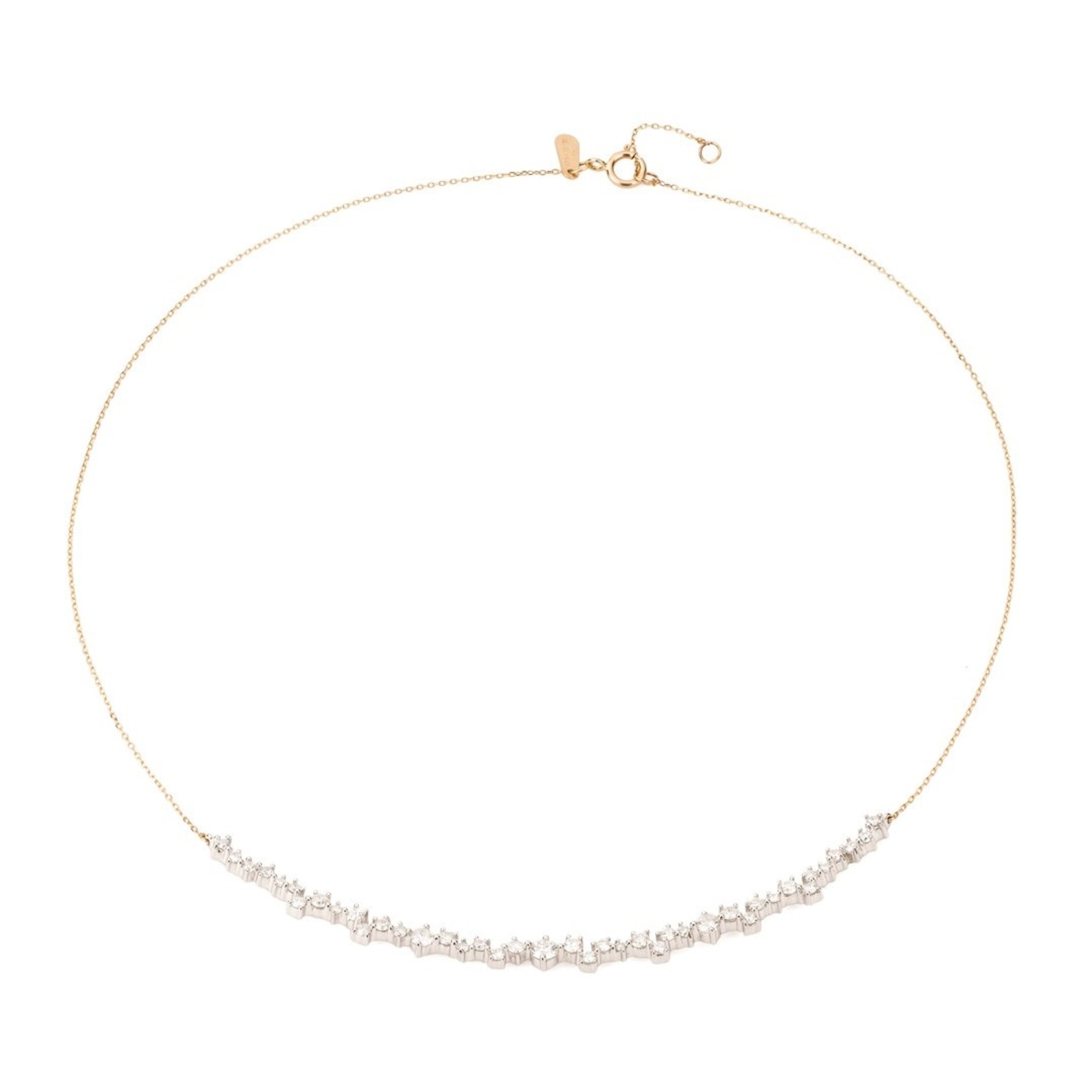 Scattered Diamond Curve Collar Necklace - Y14K Gold