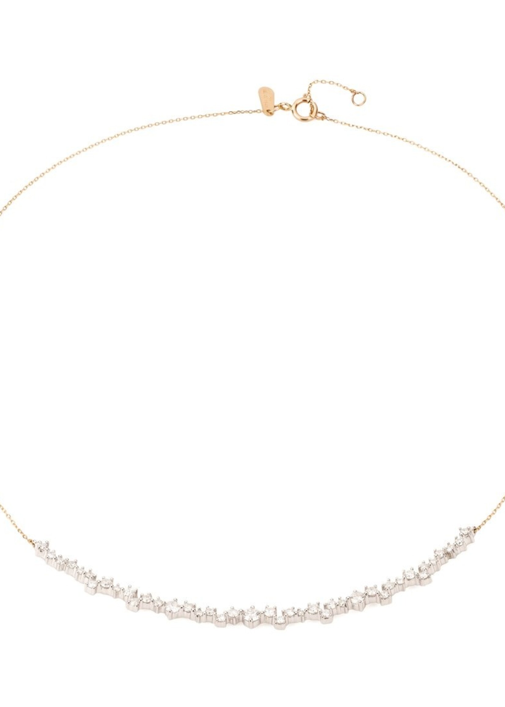 Scattered Diamond Curve Collar Necklace - Y14K Gold