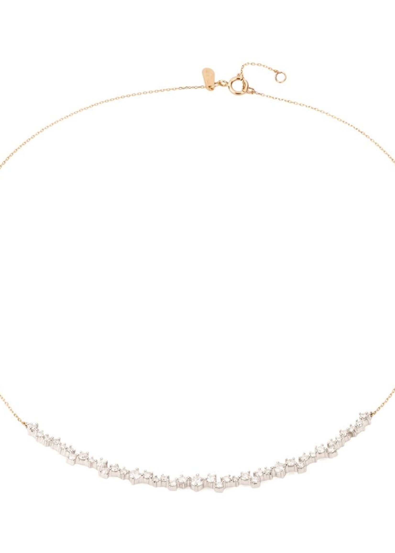 Scattered Diamond Curve Collar Necklace - Y14K Gold