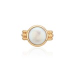 Coin Pearl Twisted Band Ring - 18K GP over sterling - 6, 7, 8