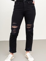 Bailey Black Distressed Boyfriend Jean W/ Frayed Bottom