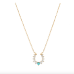 Turquoise and Diamond Horseshoe Necklace- Y14