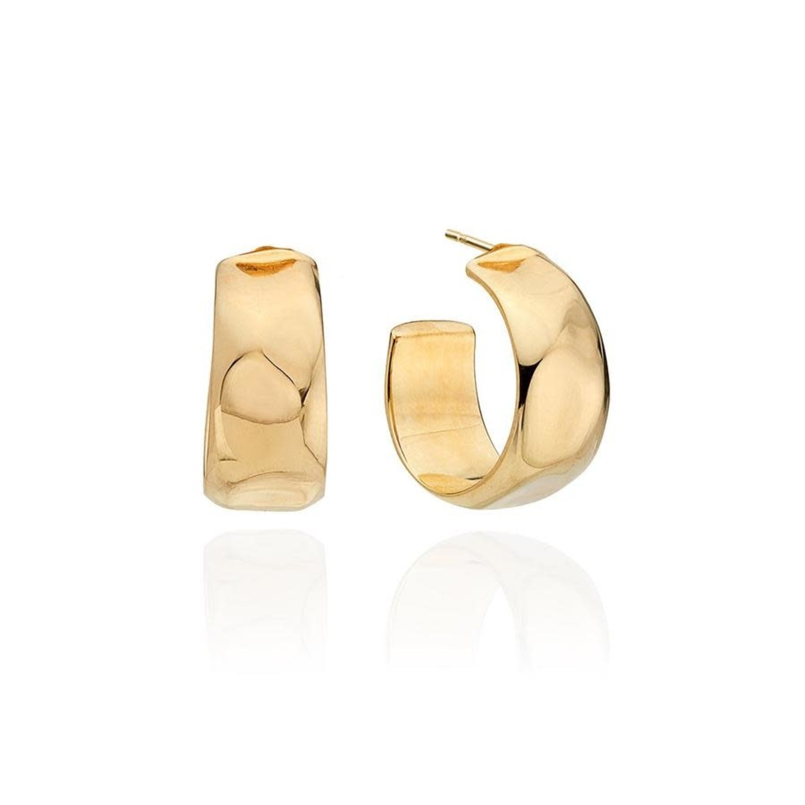 Small Hammered Hoop Earrings - 18k Gold Plate over Sterling
