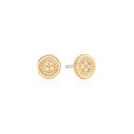 Classic Smooth Border Mini Stud Earrings - 18k gold plate over silver