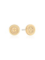 Classic Smooth Border Mini Stud Earrings - 18k gold plate over silver
