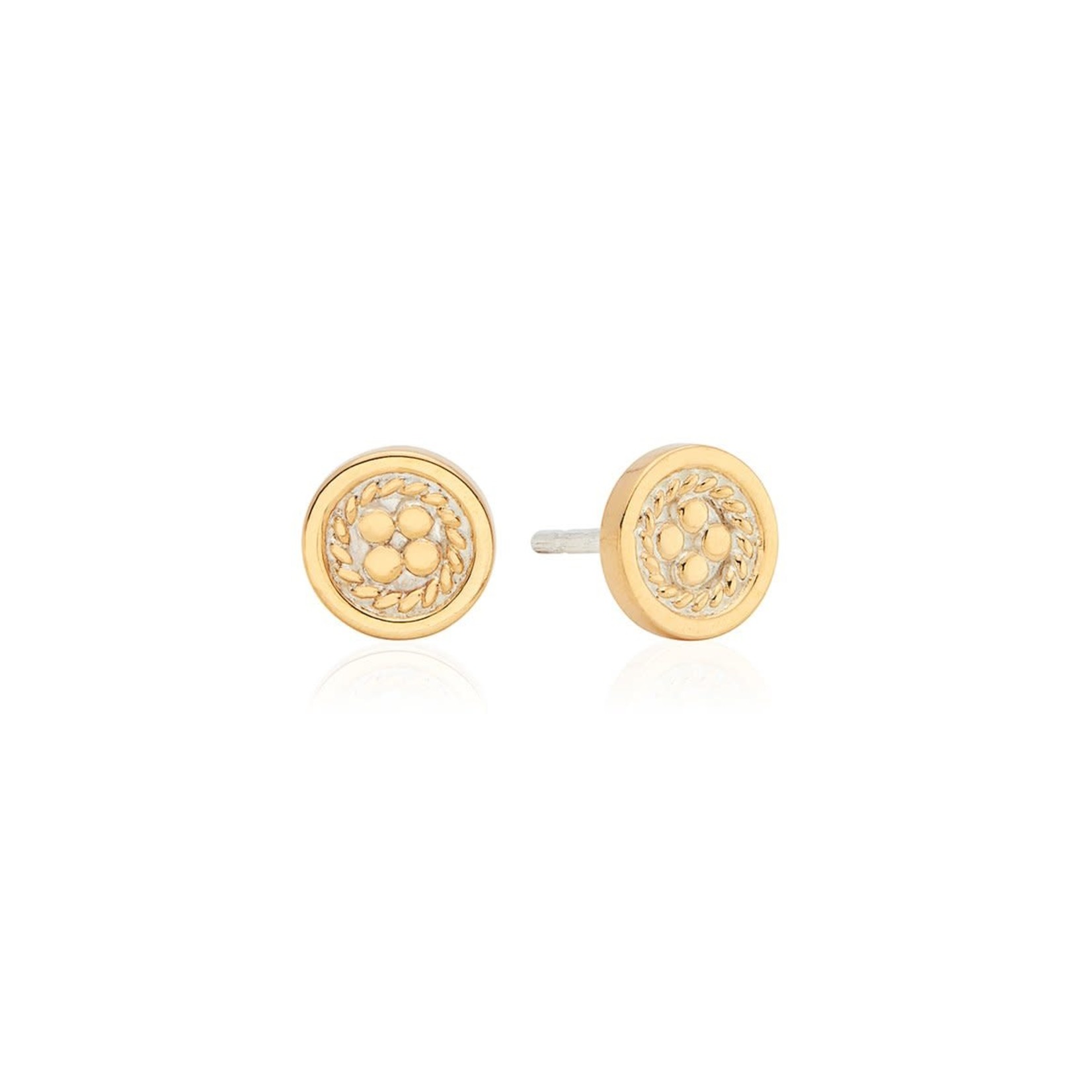 Classic Smooth Border Mini Stud Earrings - 18k gold plate over silver
