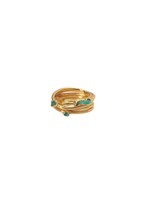 Providencia Raw Emerald Wire Twist Ring - 24K Gold Over Brass