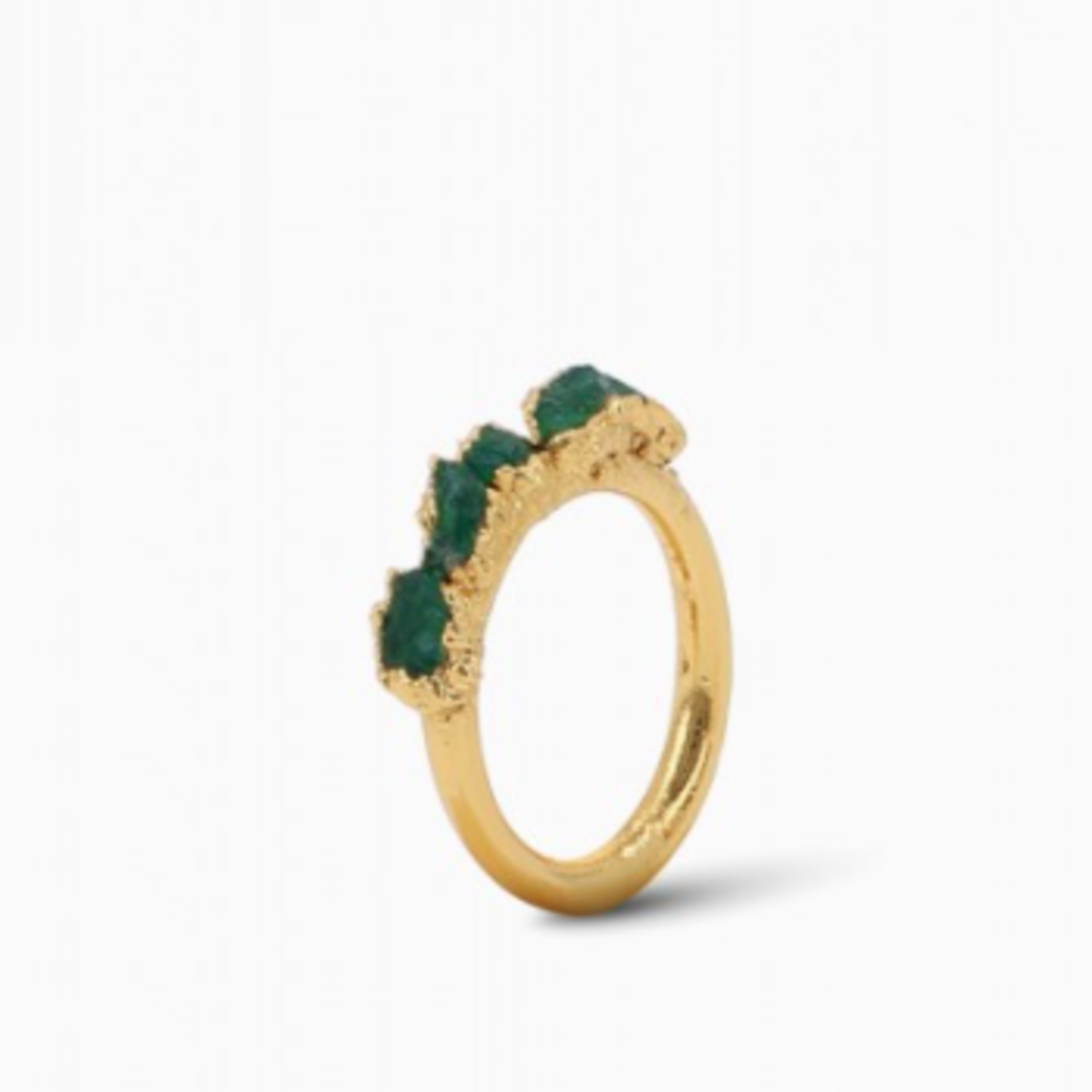 Raw Emerald Band Ring - 24K Gold Over Brass