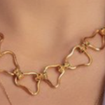 Cortezas Electro Raw Emerald Open Wave Necklace  - 24k Gold Over Brass