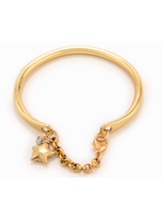 Chandler Hand Forged Brass Cuff W/ Rolo Chain, Herkimer Quartz & Brass Star Charm
