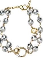 Ensemble bracelet - bright silver, brass and fire polished  glass