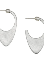 Laos Tribal Dome Earring - stone polished sterling silver w/ beaded accent around the bottom