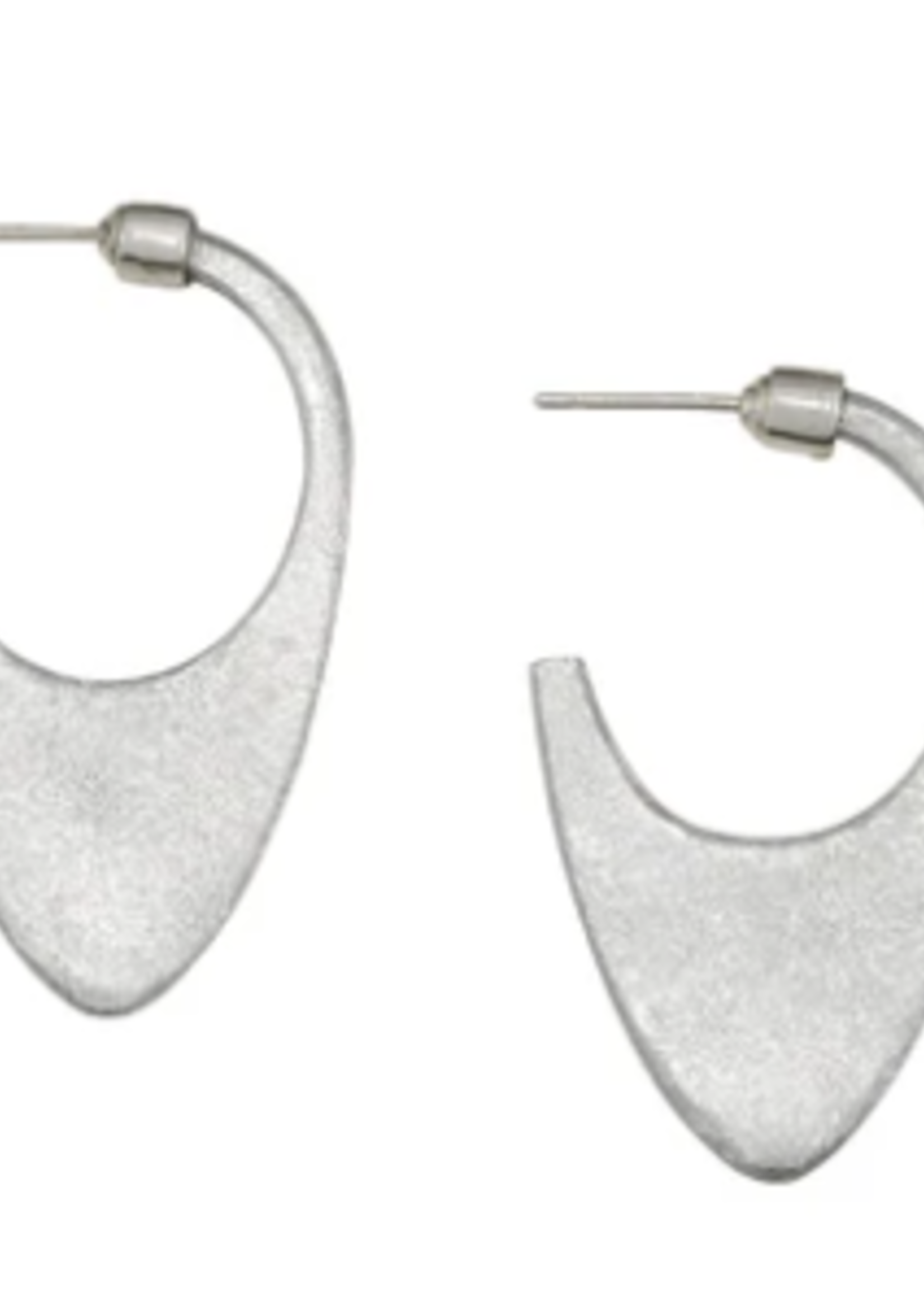 Laos Tribal Dome Earring - stone polished sterling silver w/ beaded accent around the bottom