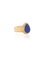 Lapis Hammered Drop Cocktail Ring - 18k over Sterling - Size 7 & 8