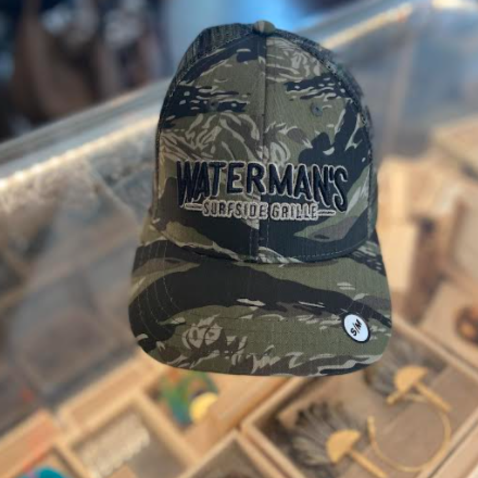 Waterman's Embroidered Tiger Camo Mesh Back Hat