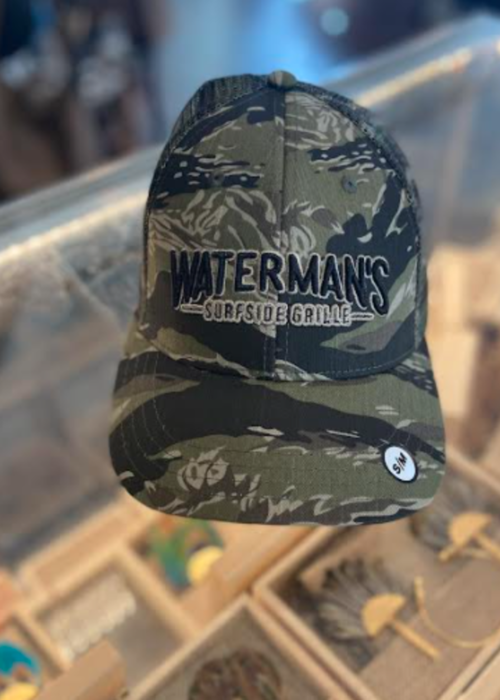 Waterman's Embroidered Tiger Camo Mesh Back Hat