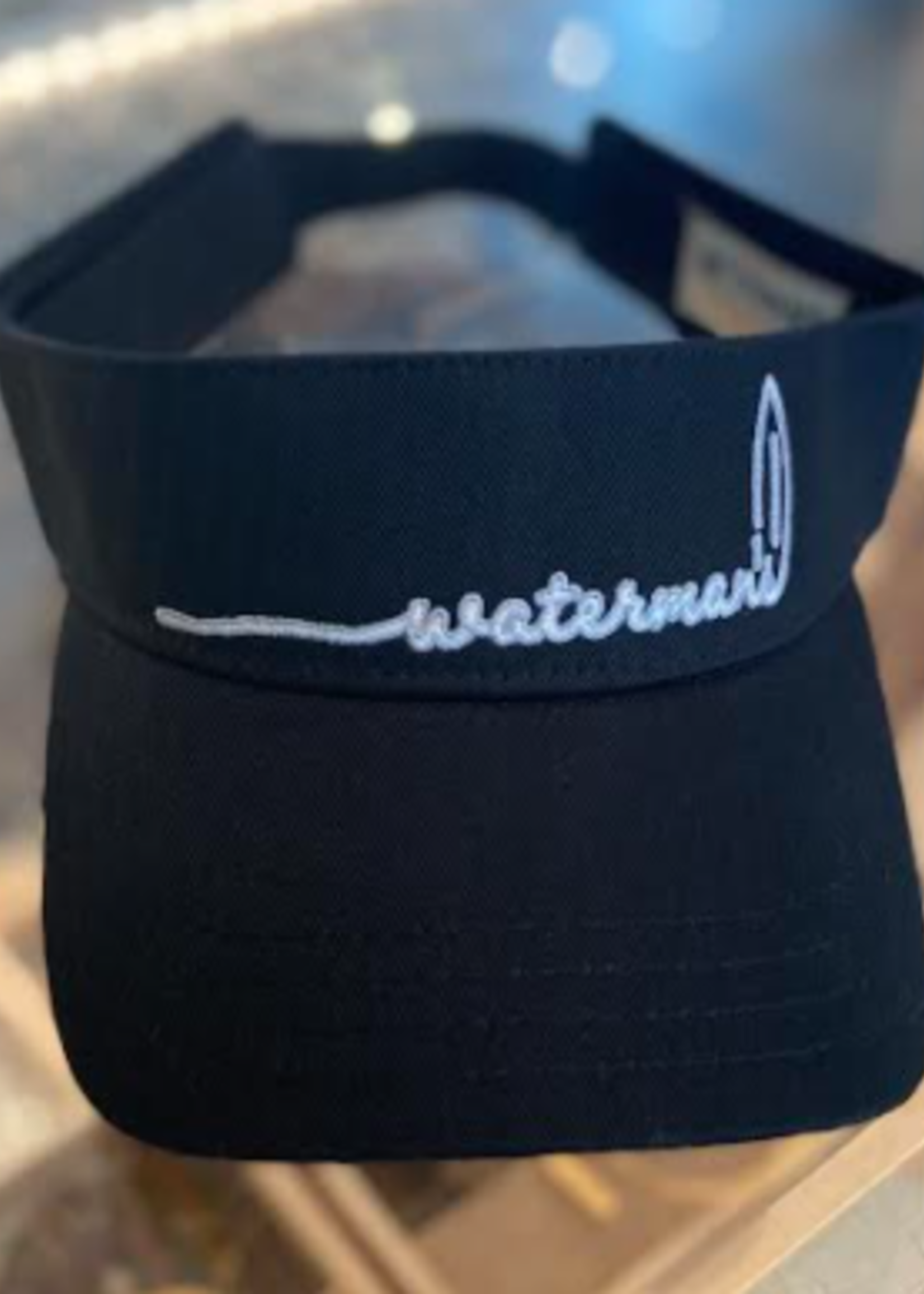 Waterman's simple surfboard embroidered visor - black