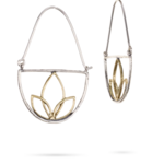 Hope is A Lotus Flower Hoop Earrings Brass & Sterling Silver