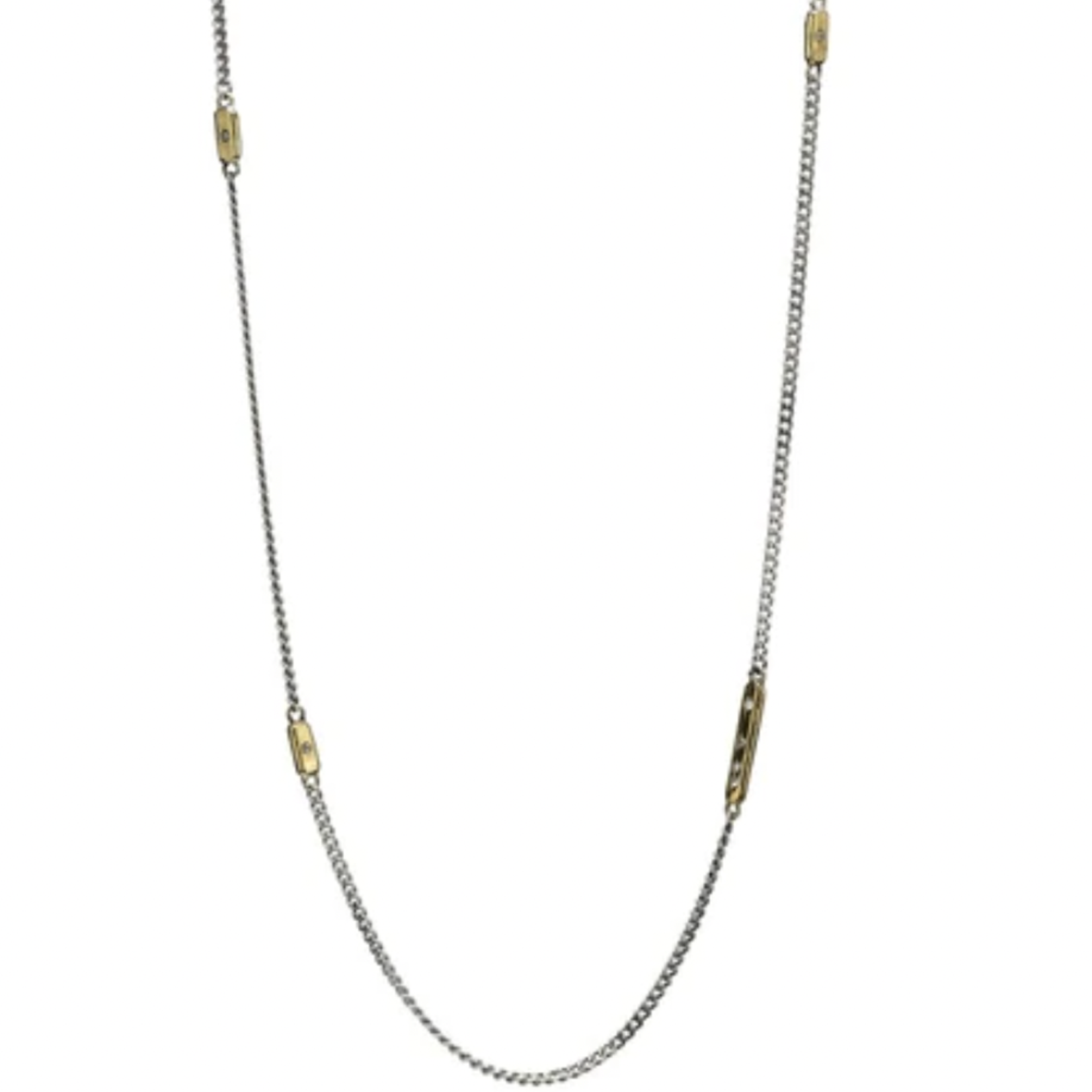 Bar Star Scatter Chain 16" - SS, Brass, Crystals