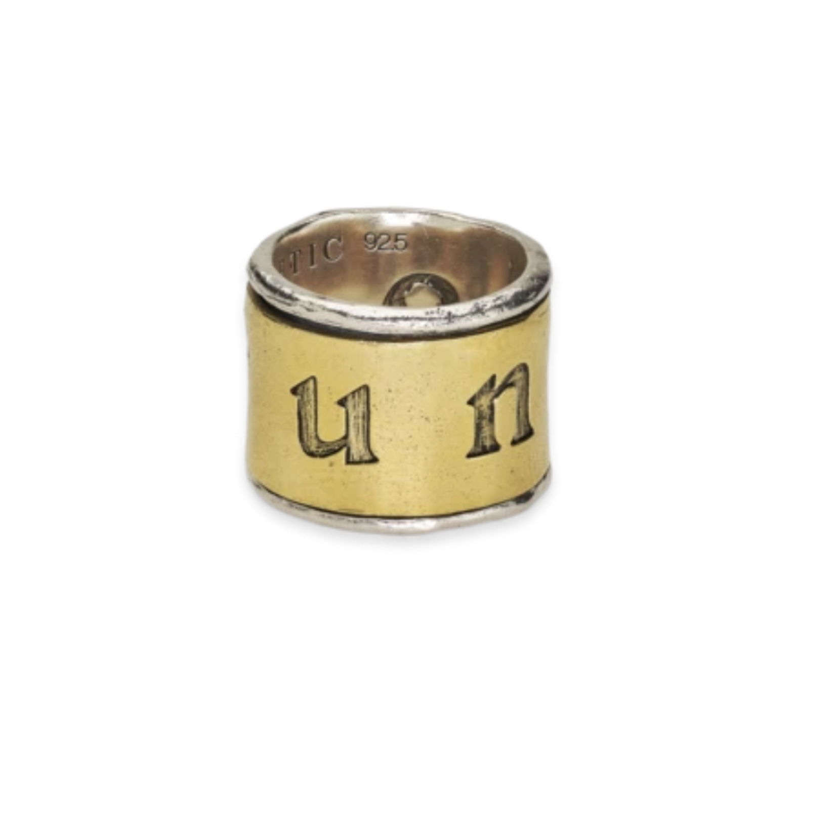 Peace & Unity Band Spinner Ring - Brass & Sterling - Size 7