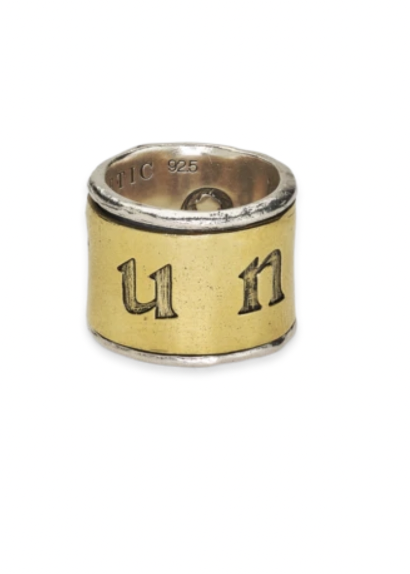 Peace & Unity Band Spinner Ring - Brass & Sterling - Size 7