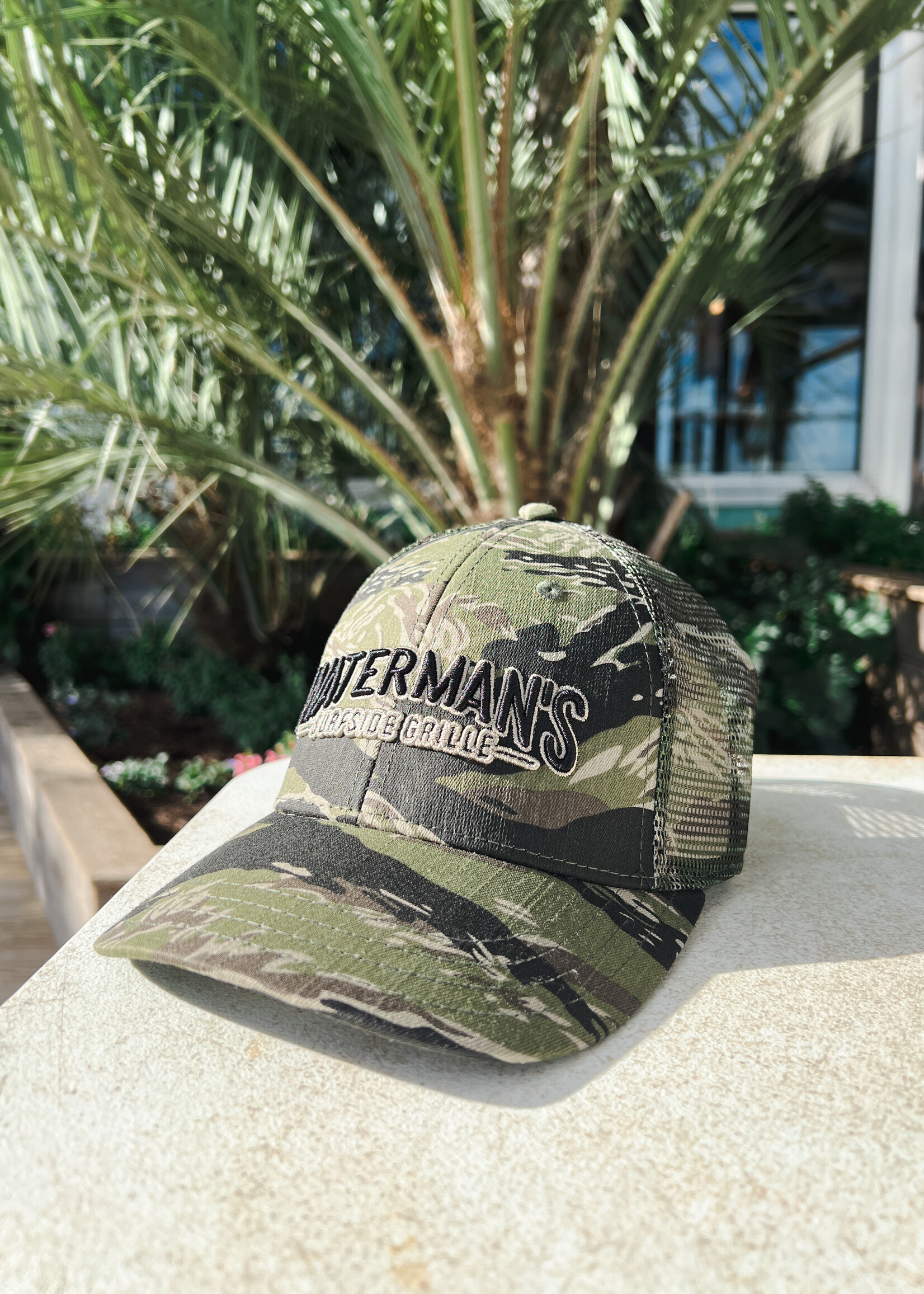 Waterman's Embroidered Tiger Camo Mesh Back Hat
