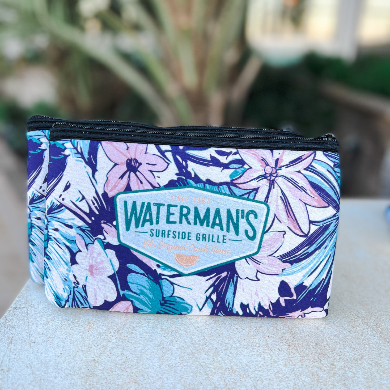 Waterman's Logo 10 x 5 Floral Scuba Pouch