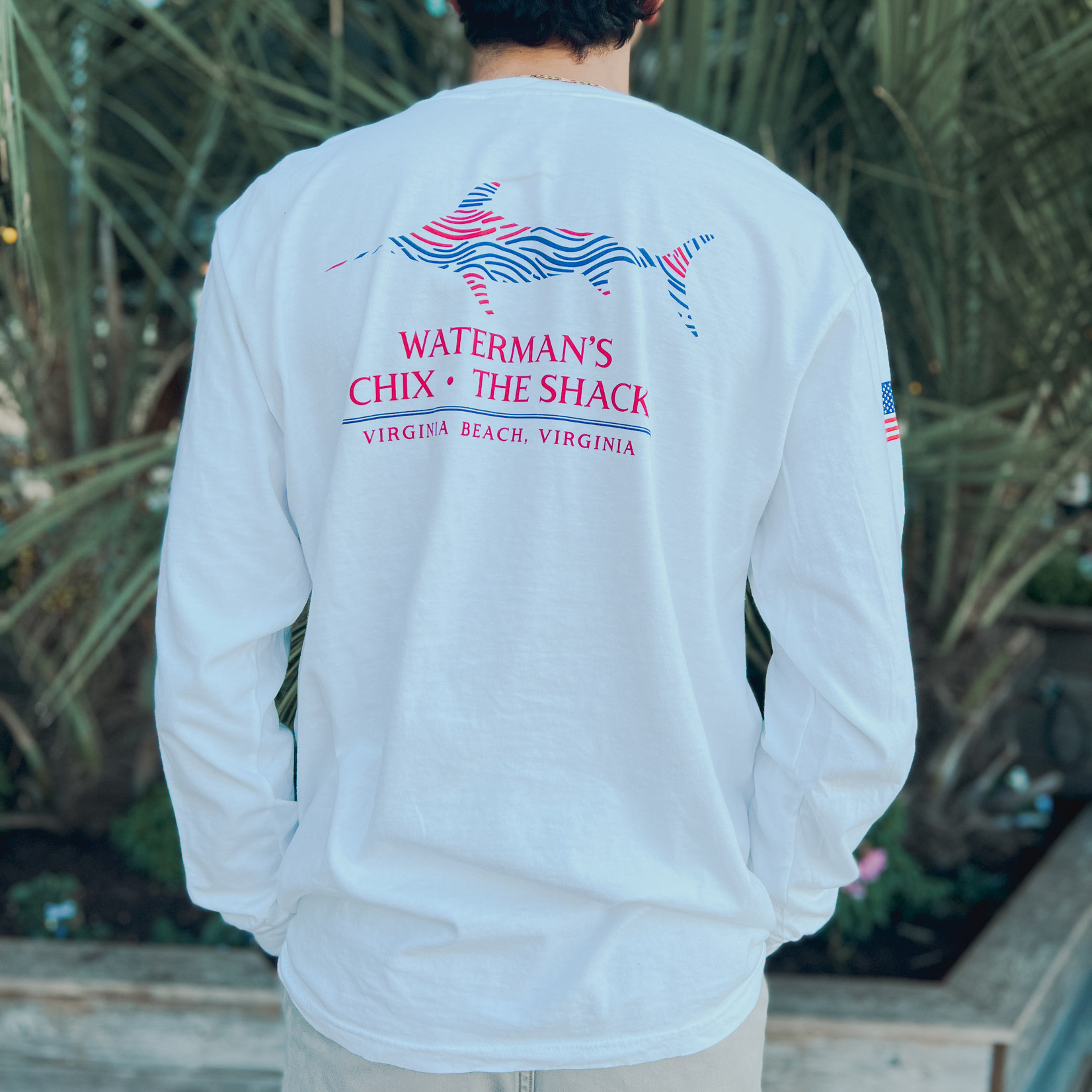 American Flag Marlin Comfort Colors Long Sleeve Tee