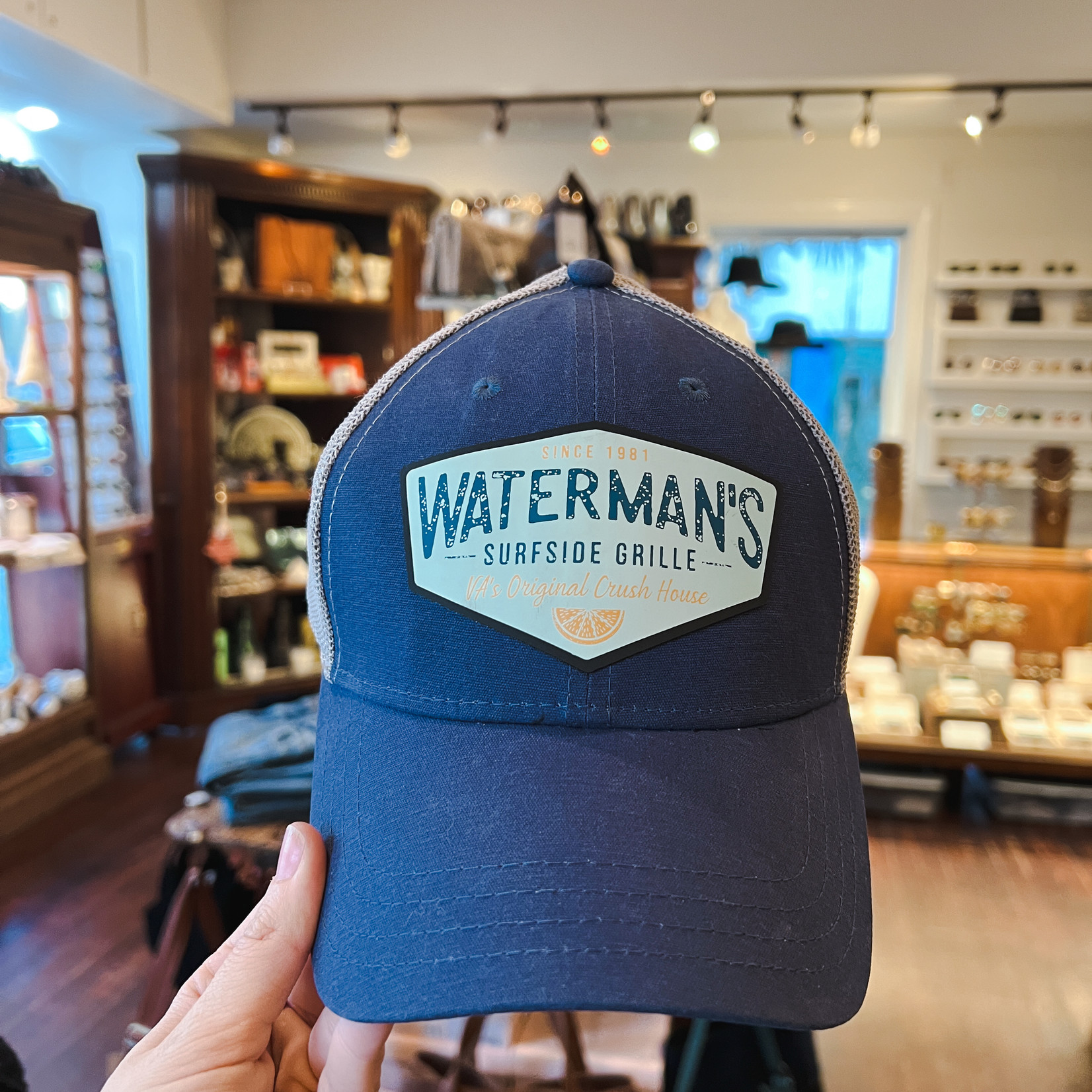 Hats and Visors Waterman's Embroidered Waxed Canvas Adjustable Cap - Blue