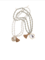 Decorative Wood Beads W/ Oyster Shell
