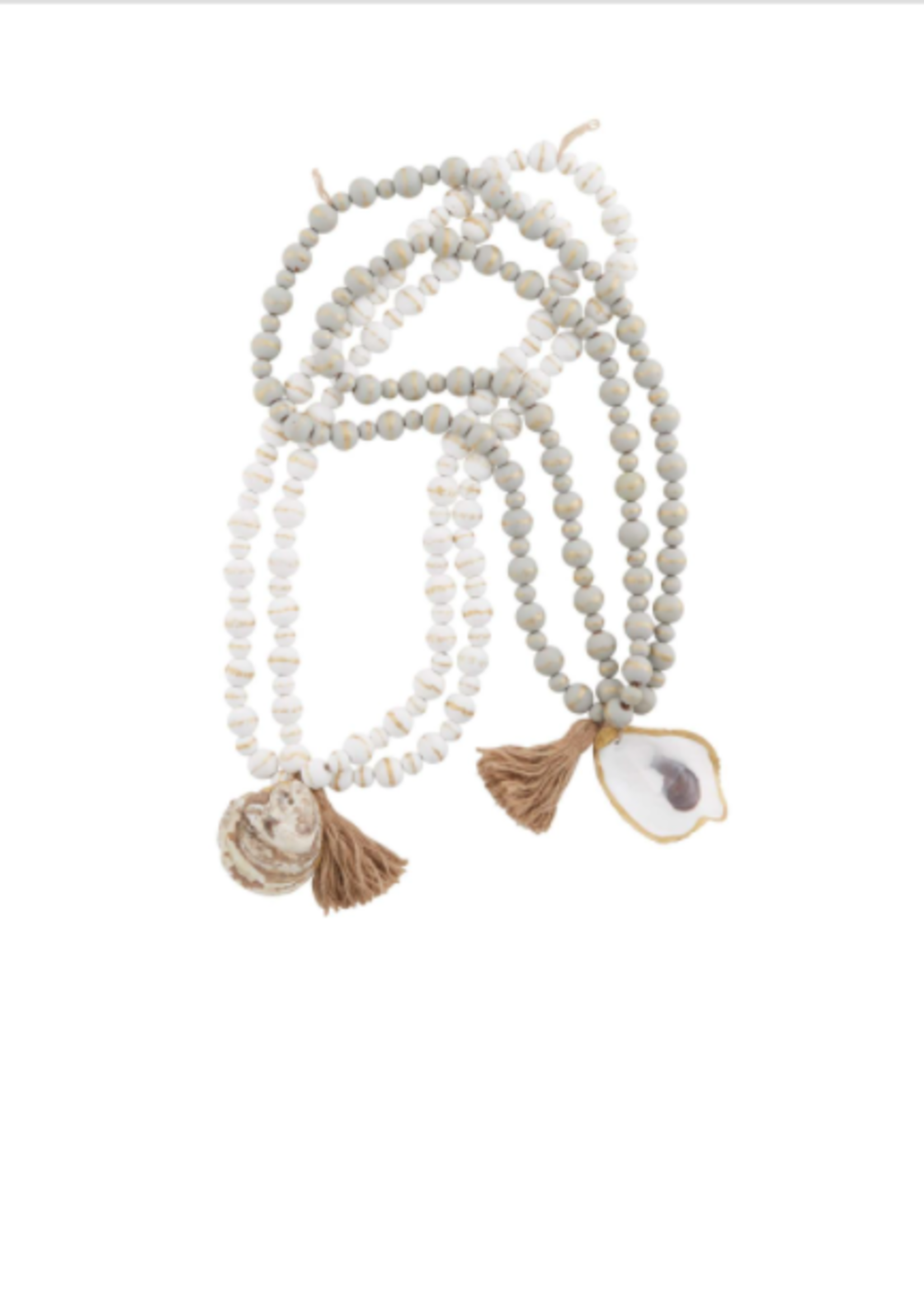 Decorative Wood Beads W/ Oyster Shell
