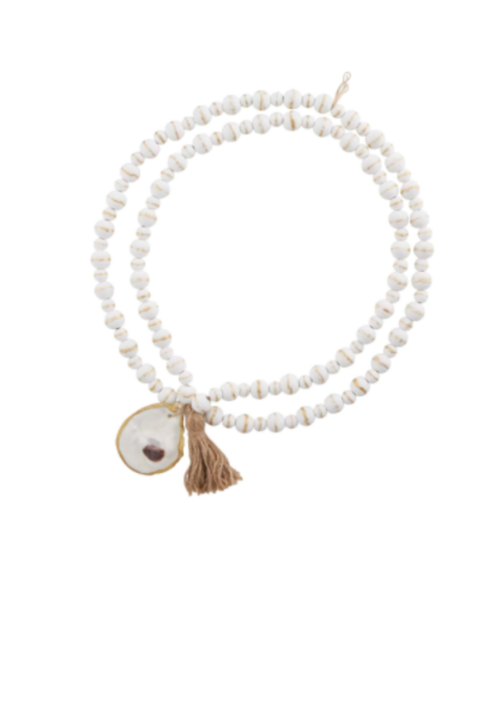 Decorative Wood Beads W/ Oyster Shell