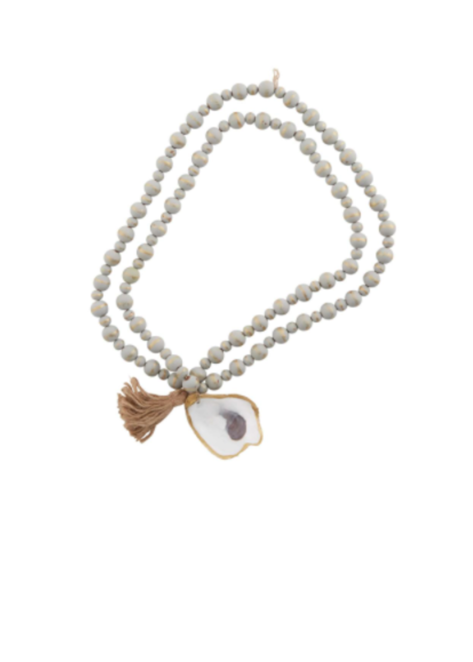 Decorative Wood Beads W/ Oyster Shell