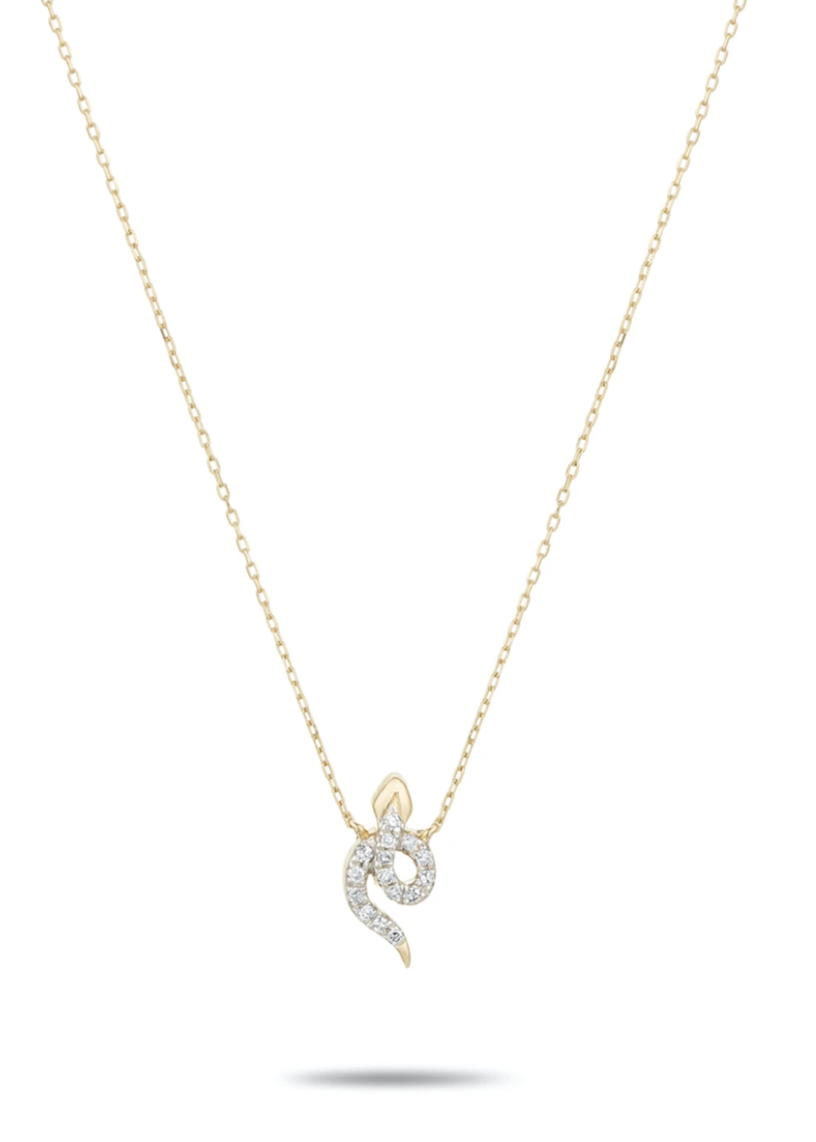 Tiny Pave Snake Necklace Y14, .07 ct