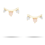 Pink Opal + Diamond Amigos Curve Post Earrings Y14 + .08 ct