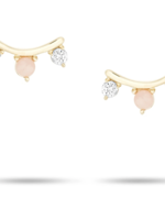 Pink Opal + Diamond Amigos Curve Post Earrings Y14 + .08 ct