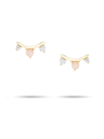 Pink Opal + Diamond Amigos Curve Post Earrings Y14 + .08 ct