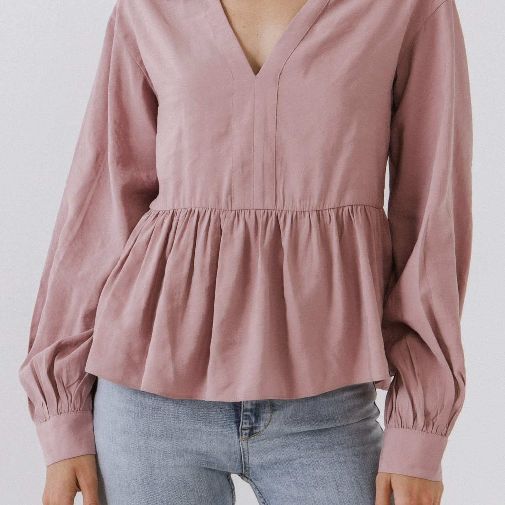 Longsleeve Peplum Collared Shirt