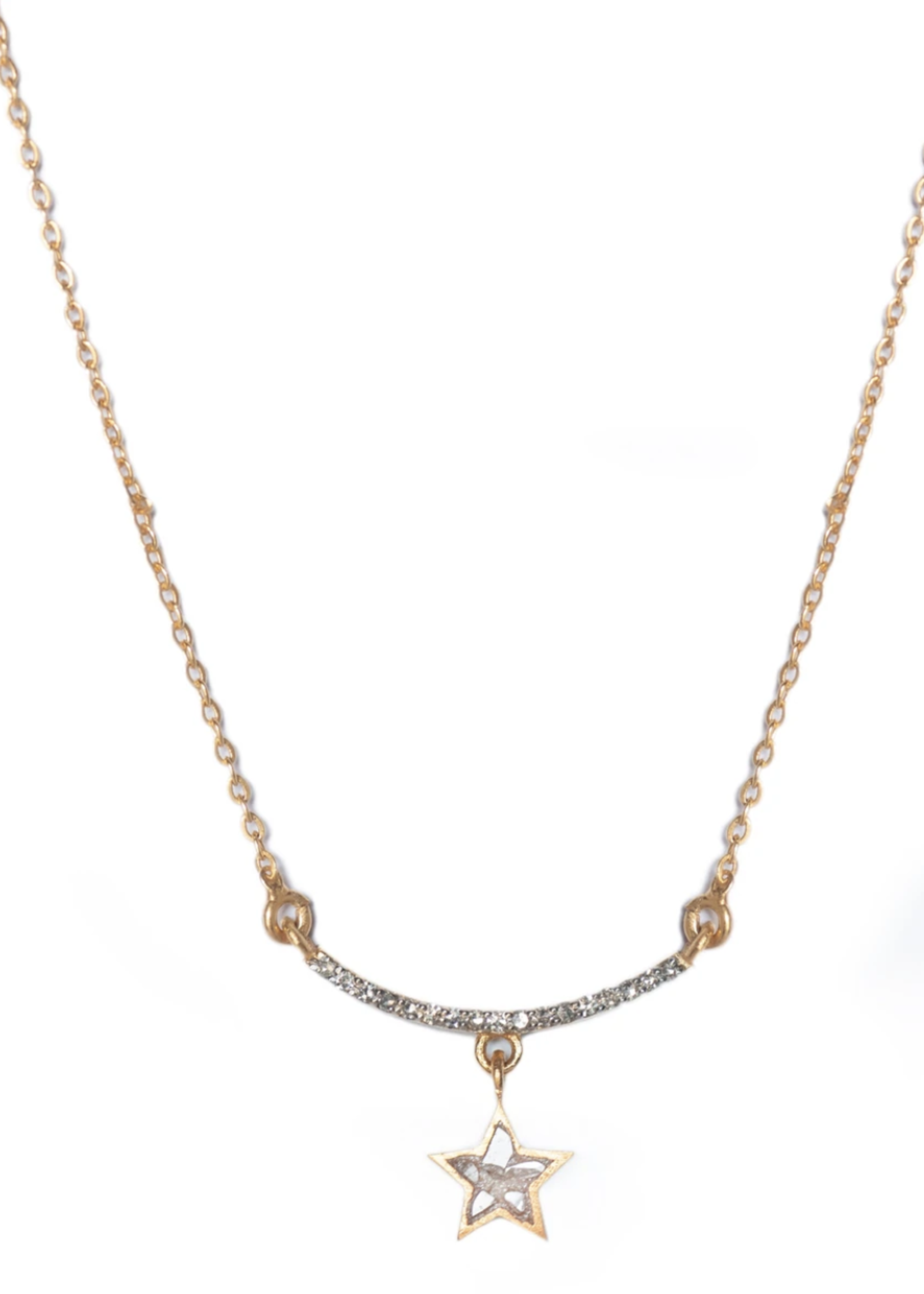 Nova Pendant - 18K GV Raw Uncut Diamonds, Pave Champagne Diamonds